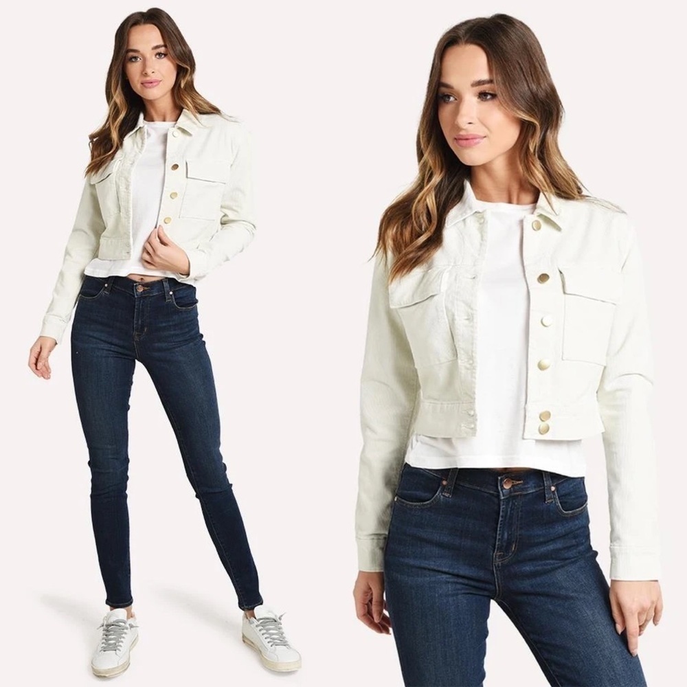 J Brand White Cropped Denim Jacket